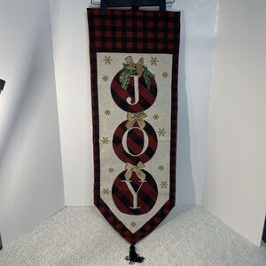 Joy Christmas Wall Hanging Decor Tapestry by Momentum Brands READ